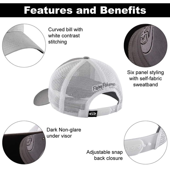 Flying Fisherman H1775 Neon Blue Logo Trucker Hat - Picture 4 of 6